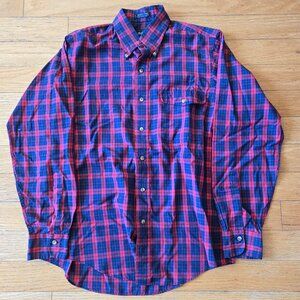 Vintage Gant Shirt Medium Red Blue Foxhunt Plaid Button Down Long Sleeve